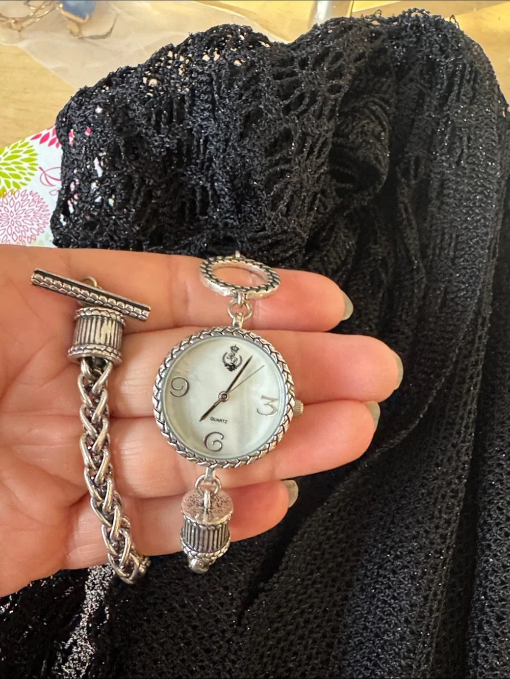 Premier Designs Silver-Tone Braided Chain Women's Watch with White Dial